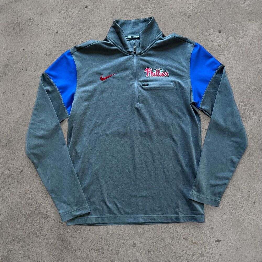 Nike Philadelphia Phillies Gray 1/4 Zip Two Tone Mens Size Medium